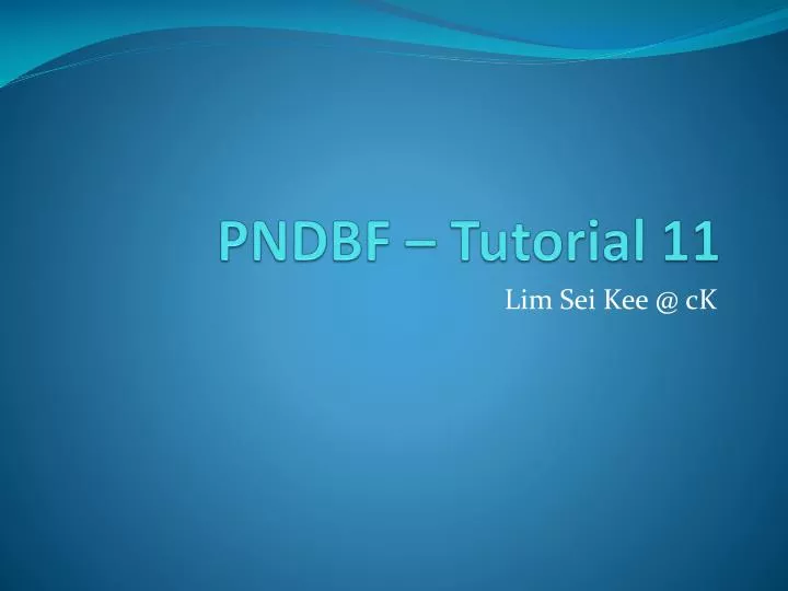 pndbf tutorial 11