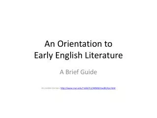 An Orientation to Early English Literature