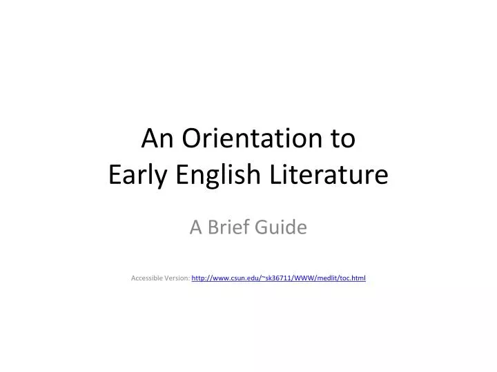 an orientation to early english literature