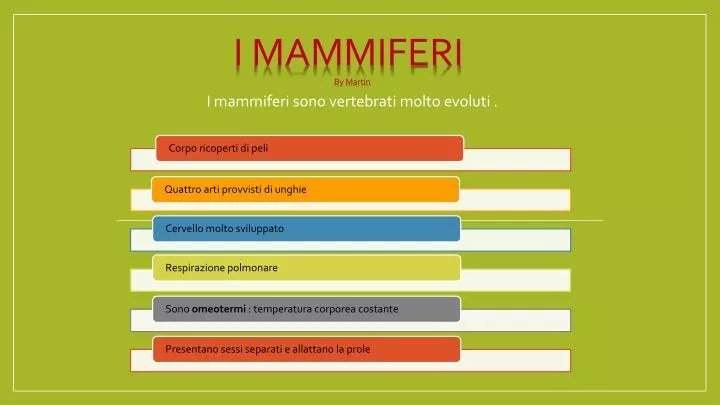 i mammiferi sono vertebrati molto evoluti