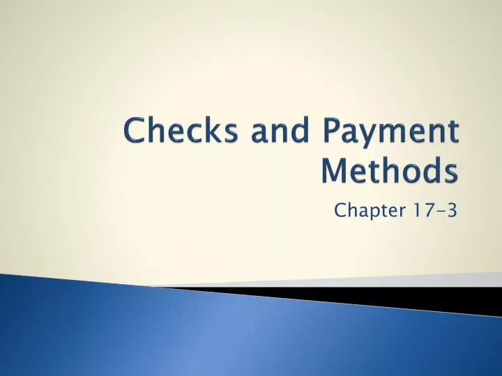 checks and payment methods