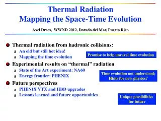 Thermal Radiation Mapping the Space-Time Evolution