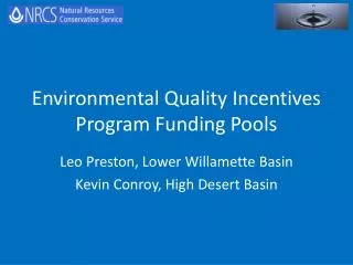Environmental Quality Incentives Program Funding Pools