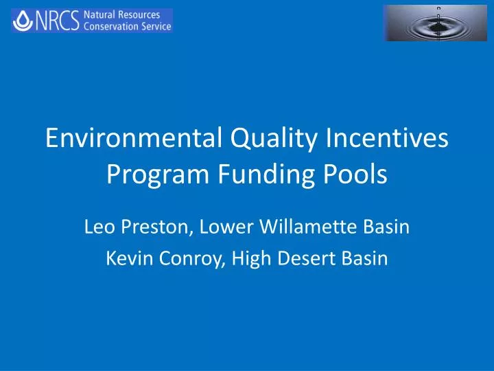 environmental quality incentives program funding pools