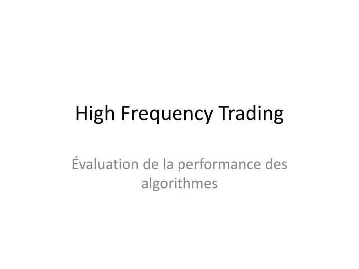 high frequency trading