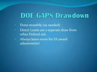 DOE GAPS Drawdown