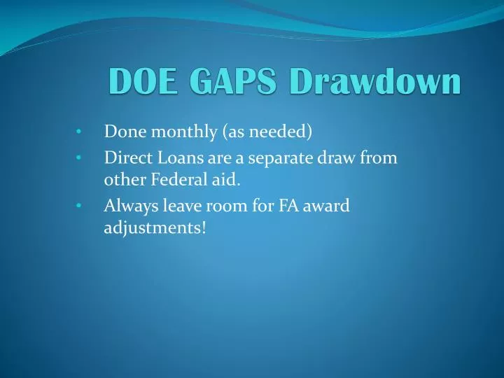 doe gaps drawdown