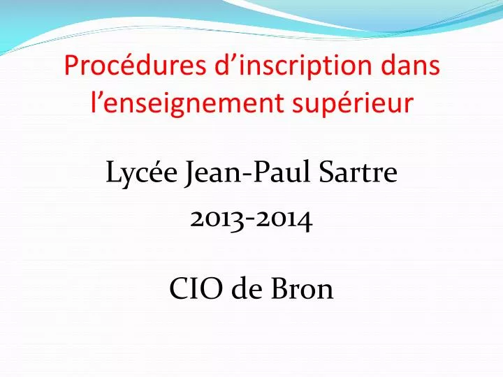 proc dures d inscription dans l enseignement sup rieur