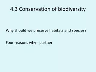 4.3 Conservation of biodiversity