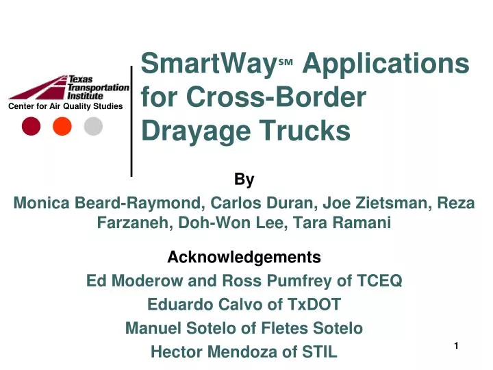 smartway applications for cross border drayage trucks