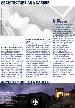 ARCHITECTURE AS A CAREER