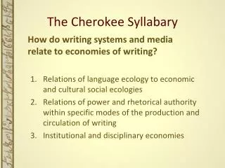 The Cherokee Syllabary