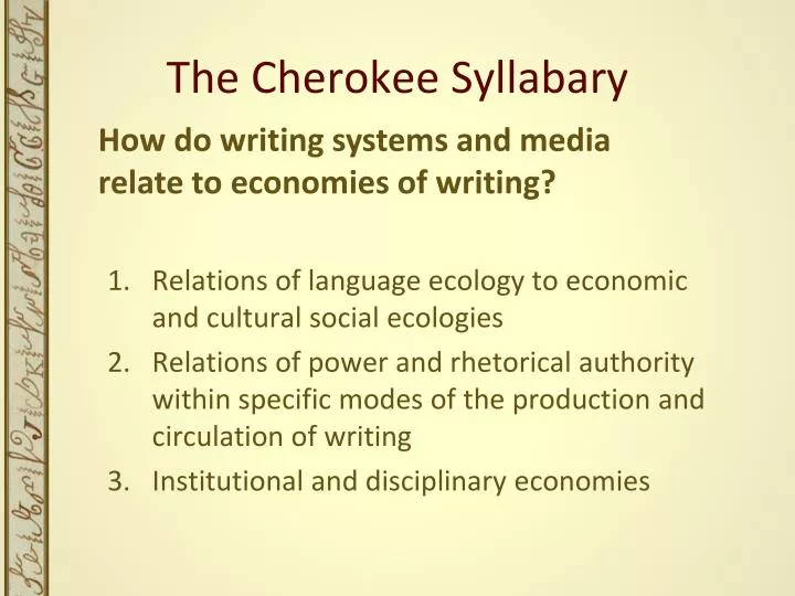 the cherokee syllabary