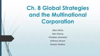 Ch. 8 Global Strategies and the Multinational Corporation