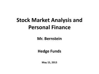 Stock Market Analysis and Personal Finance