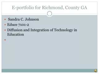 E-portfolio for Richmond, County GA