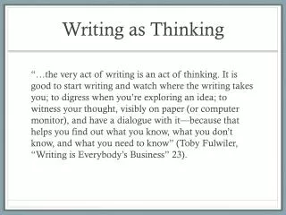 writing as thinking