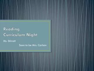 Reading Curriculum Night