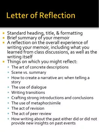 Letter of Reflection