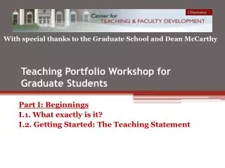 Teaching Portfolio Workshop for Graduate Students