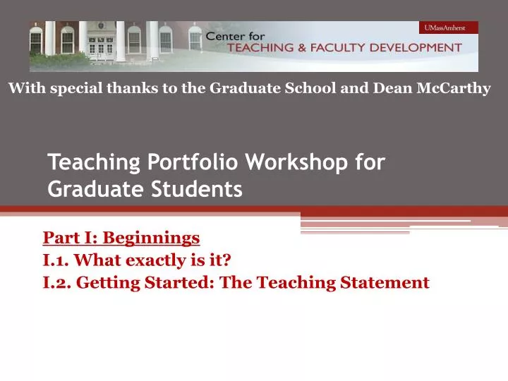 teaching portfolio workshop for graduate students