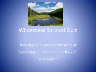 Wilderness Survival Quiz