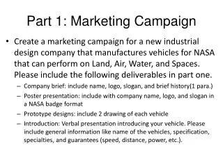 Part 1: Marketing Campaign