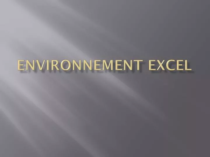 environnement excel