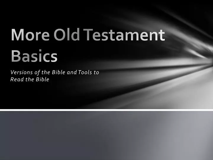 more old testament basics