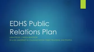 EDHS Public Relations Plan