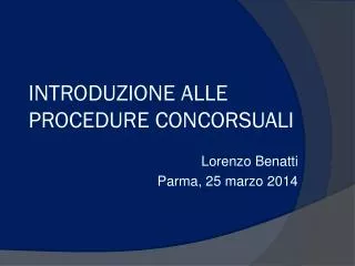 introduzione alle procedure concorsuali