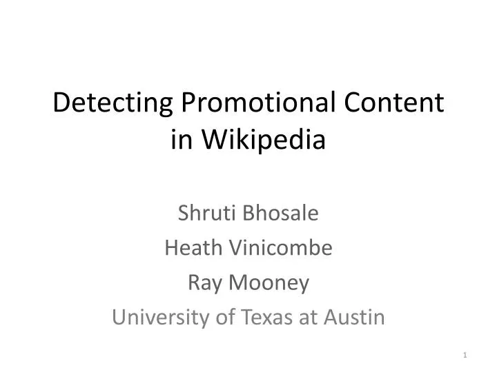 detecting promotional content in wikipedia