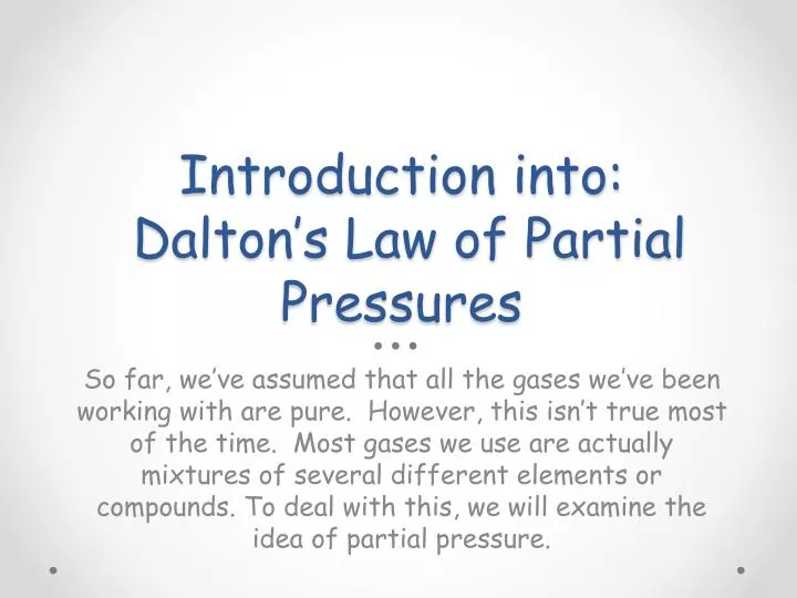 introduction into dalton s law of partial pressures