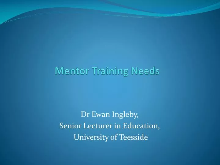 mentor training needs