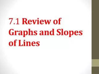 7.1 Review of Graphs and Slopes of Lines