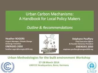 Urban Methodologies for the built environment Workshop 27-28 March 2014