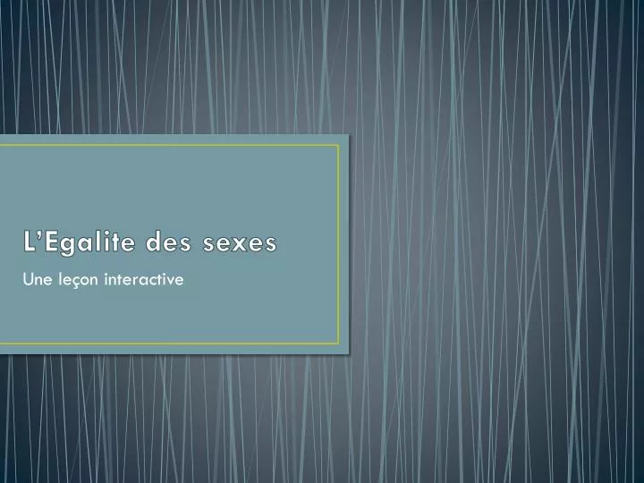 l egalite des sexes