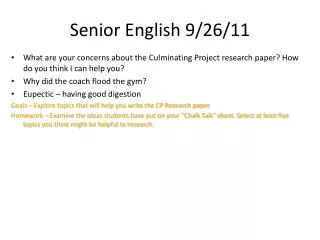 Senior English 9/26/11