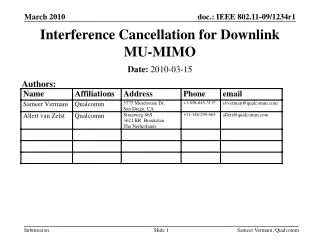 Interference Cancellation for Downlink MU-MIMO