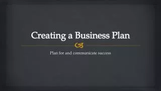 Creating a Business Plan
