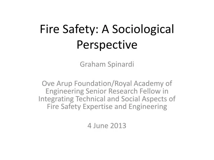 fire safety a sociological perspective