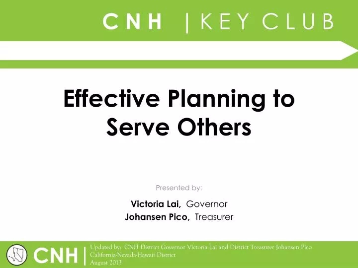 effective planning to serve others