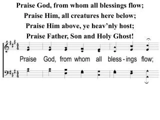 Praise God, from whom all blessings flow; Praise Him, all creatures here below;