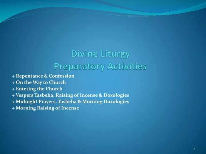 divine liturgy preparatory activities