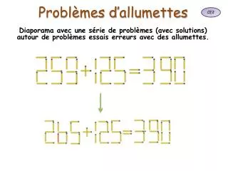 probl mes d allumettes