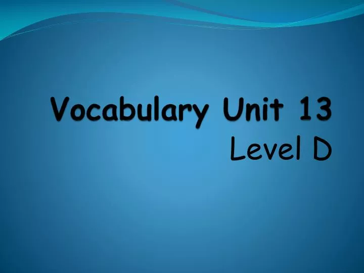 vocabulary unit 13