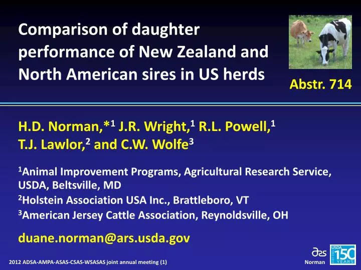 comparison of daughter performance of new zealand and north american sires in us herds