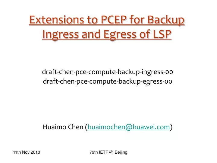 extensions to pcep for backup ingress and egress of lsp