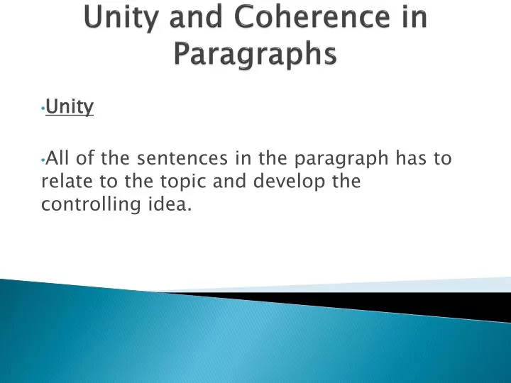unity and coherence in paragraphs