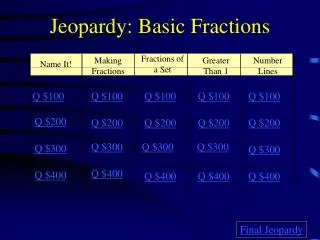 Jeopardy: Basic Fractions